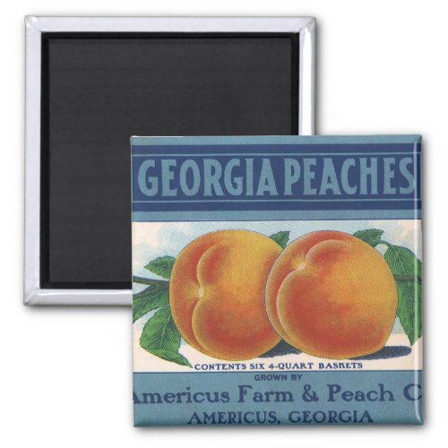 Vintage Fruit Crate Label Art Georgia Peaches Magnet