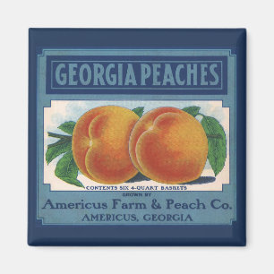 Vintage Fruit Crate Label Art, Georgia Peaches Magnet