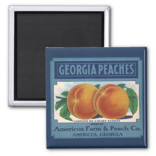 Vintage Fruit Crate Label Art Georgia Peaches Magnet