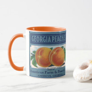 Vintage Fruit Crate Label Art, Georgia Peaches Mug