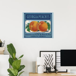 Vintage Fruit Crate Label Art, Georgia Peaches Poster
