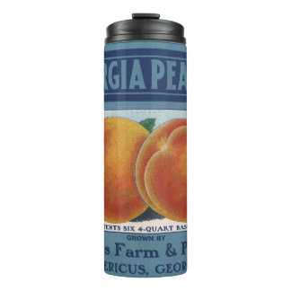 Vintage Fruit Crate Label Art, Georgia Peaches Thermal Tumbler