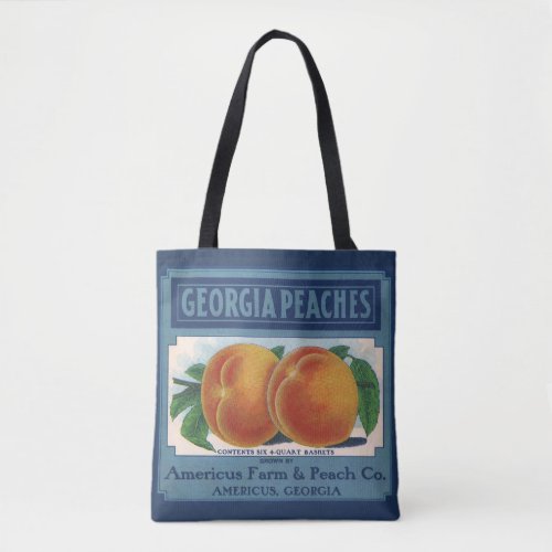 Vintage Fruit Crate Label Art Georgia Peaches Tote Bag