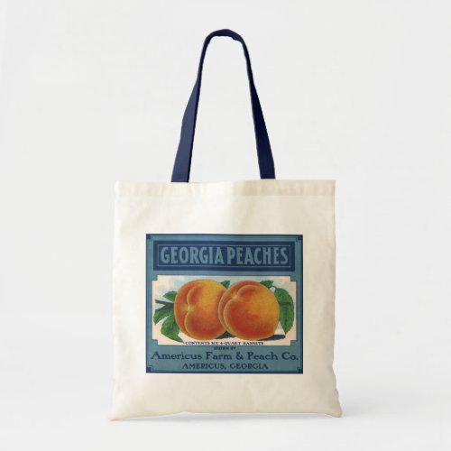 Vintage Fruit Crate Label Art Georgia Peaches Tote Bag