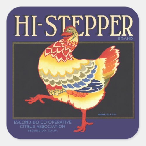 Vintage Fruit Crate Label Art Hi Stepper Chicken
