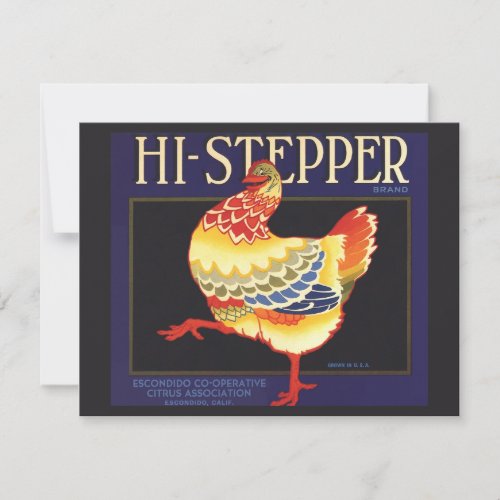 Vintage Fruit Crate Label Art Hi Stepper Chicken