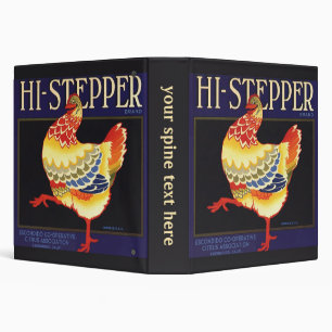 Vintage Fruit Crate Label Art, Hi Stepper Chicken Binder