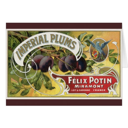 Vintage Fruit Crate Label Art, Imperial Plums