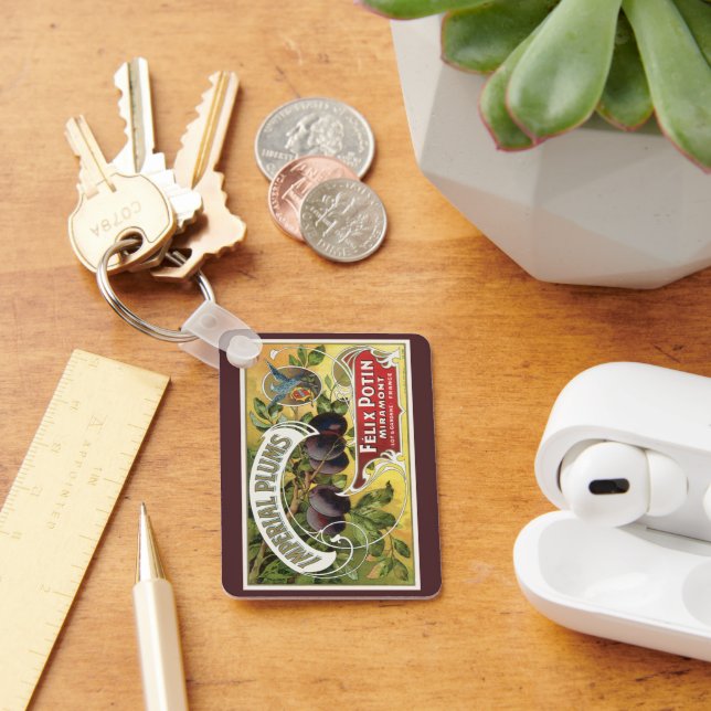 Vintage Fruit Crate Label Art, Imperial Plums Keychain (Desk)