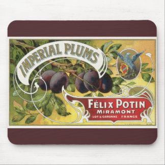 Vintage Fruit Crate Label Art, Imperial Plums Mouse Pad