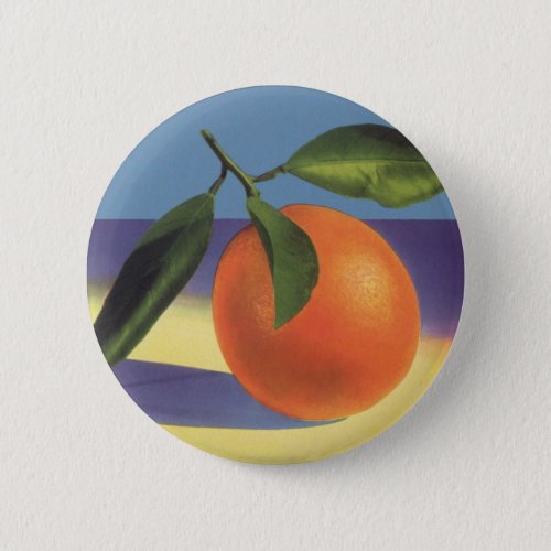 Vintage Fruit Crate Label Art Juciful Oranges Button