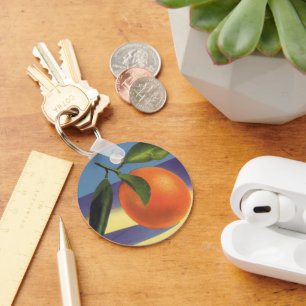 Vintage Fruit Crate Label Art, Juciful Oranges Keychain