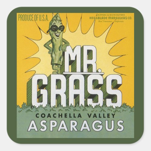 Vintage Fruit Crate Label Art Mr Grass Asparagus