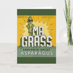 Vintage Fruit Crate Label Art Mr. Grass Asparagus Card