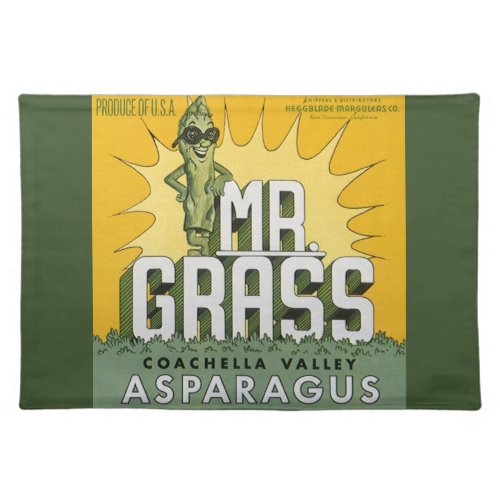 Vintage Fruit Crate Label Art Mr Grass Asparagus Cloth Placemat
