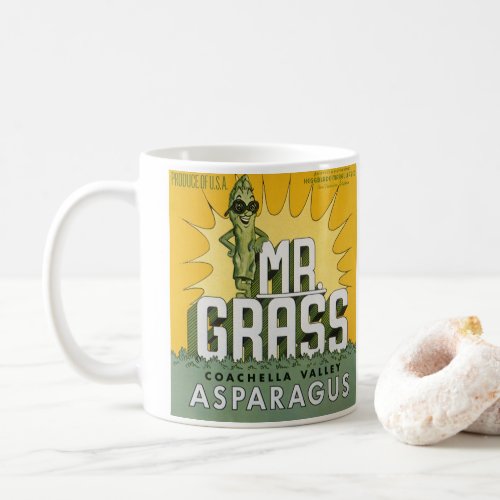 Vintage Fruit Crate Label Art Mr Grass Asparagus Coffee Mug