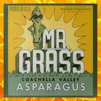 Vintage Fruit Crate Label Art Mr. Grass Asparagus Jigsaw Puzzle