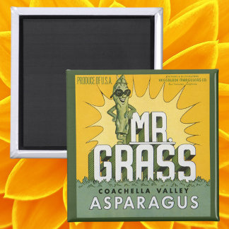 Vintage Fruit Crate Label Art Mr. Grass Asparagus Magnet