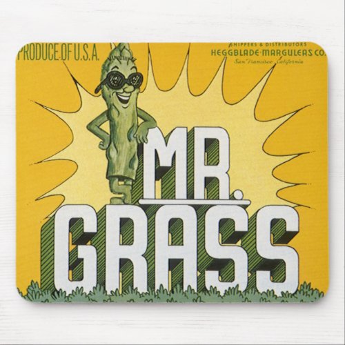 Vintage Fruit Crate Label Art Mr Grass Asparagus Mouse Pad