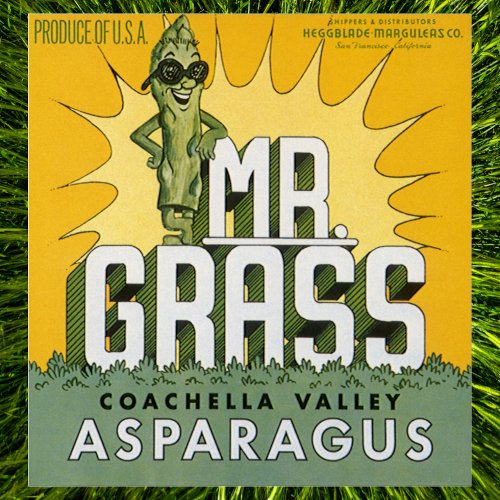 Vintage Fruit Crate Label Art Mr Grass Asparagus Poster
