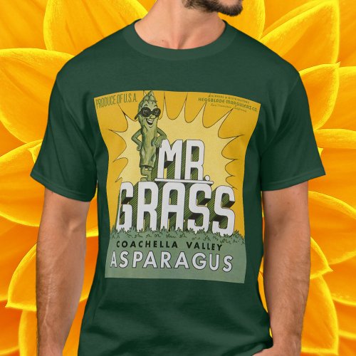 Vintage Fruit Crate Label Art Mr Grass Asparagus T_Shirt
