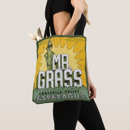 Vintage Fruit Crate Label Art Mr Grass Asparagus Tote Bag