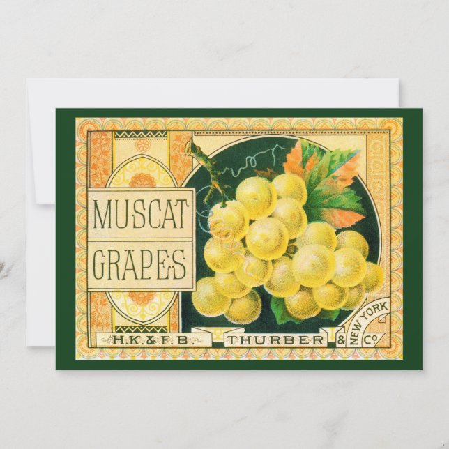 Vintage Fruit Crate Label Art, Muscat Grapes (Front)