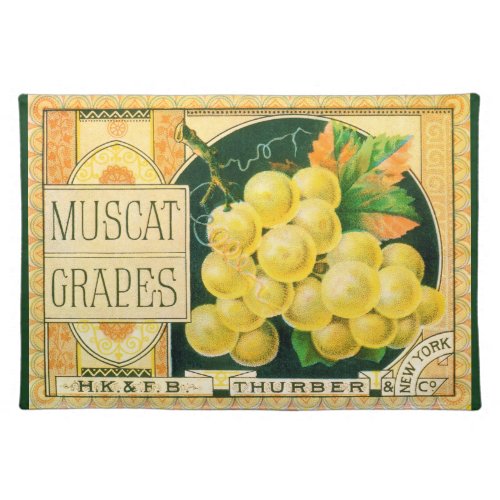 Vintage Fruit Crate Label Art Muscat Grapes Cloth Placemat