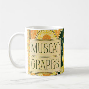 Vintage Fruit Crate Label Art, Muscat Grapes Coffee Mug