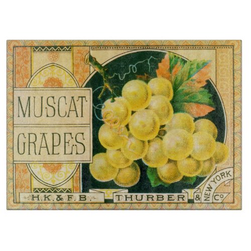 Vintage Fruit Crate Label Art Muscat Grapes Cutting Board