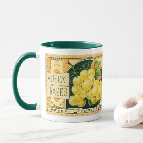 Vintage Fruit Crate Label Art Muscat Grapes Mug