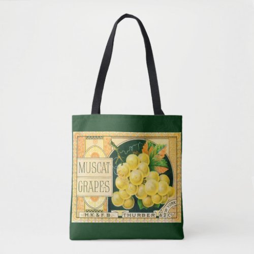 Vintage Fruit Crate Label Art Muscat Grapes Tote Bag