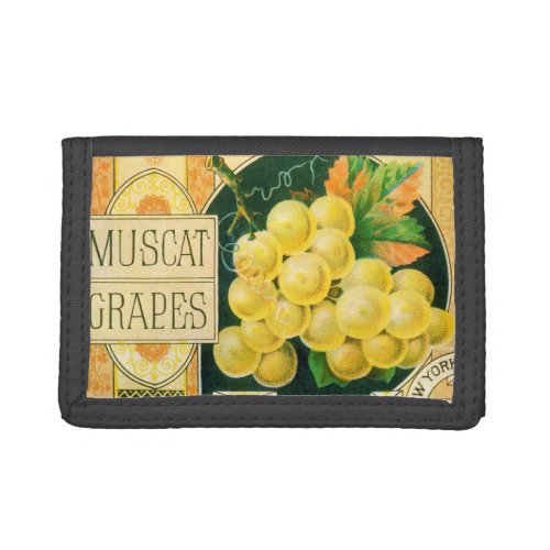 Vintage Fruit Crate Label Art Muscat Grapes Trifold Wallet