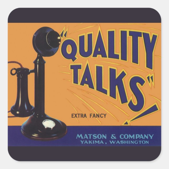 Vintage Fruit Crate Label Art, Old Fashioned Phone (Front)