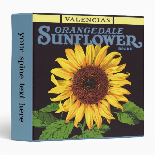 Vintage Fruit Crate Label Art Orangedale Sunflower Binder