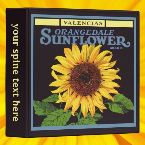 Vintage Fruit Crate Label Art Orangedale Sunflower Binder