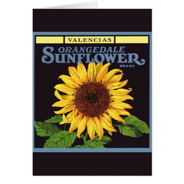 Vintage Fruit Crate Label Art Orangedale Sunflower Cards (Front)