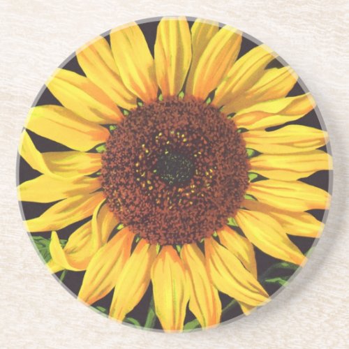 Vintage Fruit Crate Label Art Orangedale Sunflower Drink Coaster