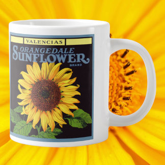 Vintage Fruit Crate Label Art Orangedale Sunflower Large Coffee Mug