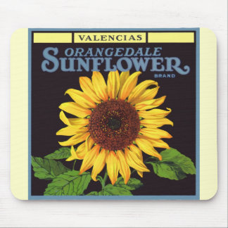 Vintage Fruit Crate Label Art Orangedale Sunflower Mouse Pad