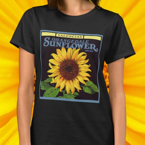 Vintage Fruit Crate Label Art Orangedale Sunflower T_Shirt