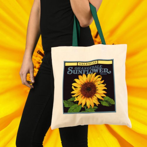 Vintage Fruit Crate Label Art Orangedale Sunflower Tote Bag