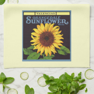 Vintage Fruit Crate Label Art Orangedale Sunflower Towel