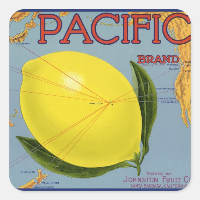 Vintage Fruit Crate Label Art Pacific Lemon Citrus (Front)