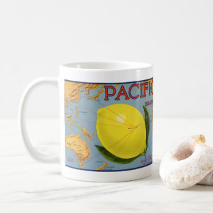 Vintage Fruit Crate Label Art Pacific Lemon Citrus Coffee Mug