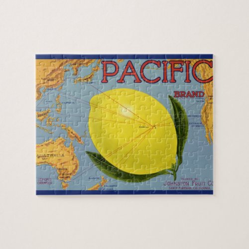 Vintage Fruit Crate Label Art Pacific Lemon Citrus Jigsaw Puzzle