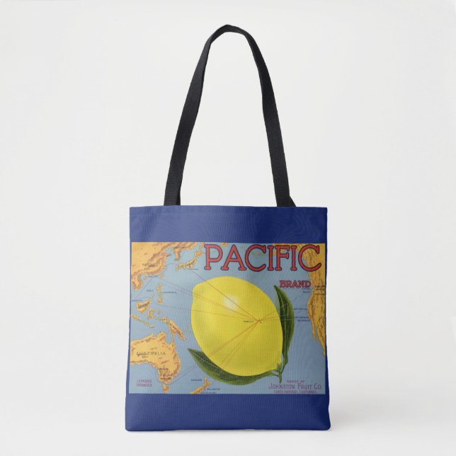 Vintage Fruit Crate Label Art Pacific Lemon Citrus Tote Bag (Front)