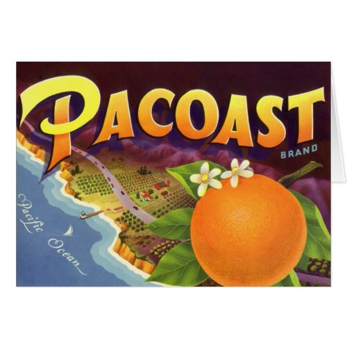 Vintage Fruit Crate Label Art, Pacoast Oranges