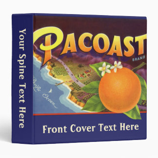 Vintage Fruit Crate Label Art, Pacoast Oranges 3 Ring Binder