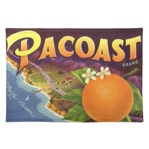 Vintage Fruit Crate Label Art Pacoast Oranges Cloth Placemat